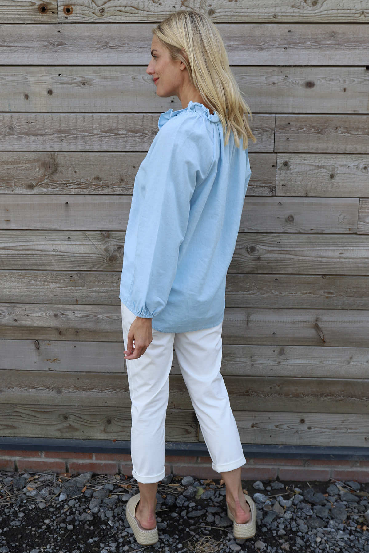 Charmaine Linen Top Light Blue
