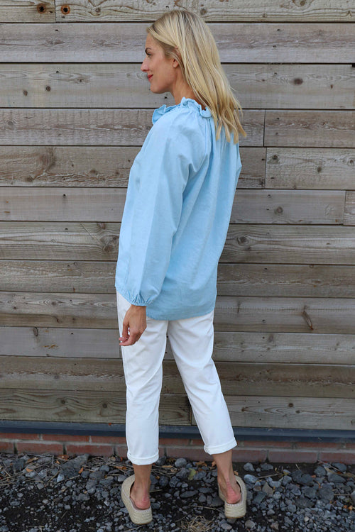 Charmaine Linen Top Light Blue - Image 4