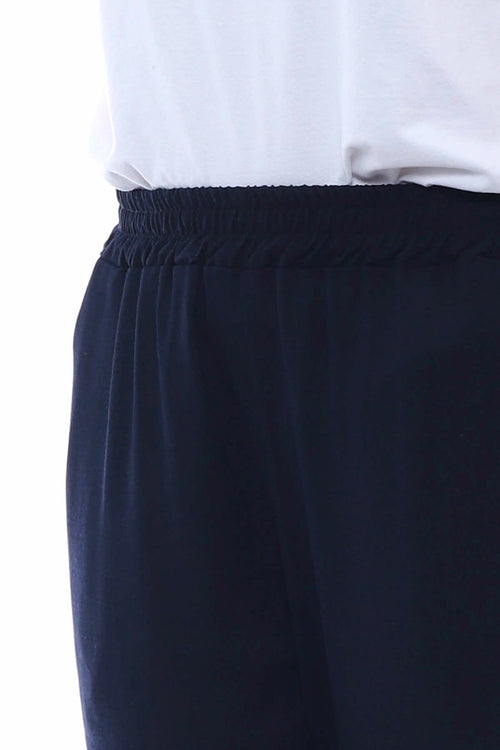 Macie Tie Leg Linen Trousers Navy - Image 4