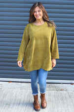 Kiera Button Detail Cord Top Moss Moss - Kiera Button Detail Cord Top Moss