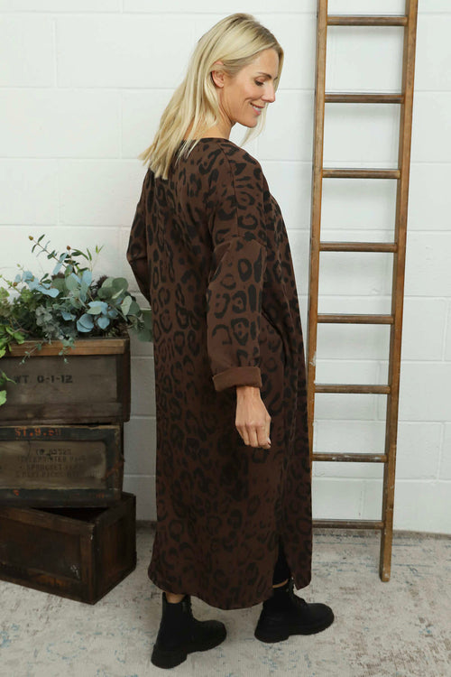 Darya Leopard Cotton Dress Cocoa - Image 4