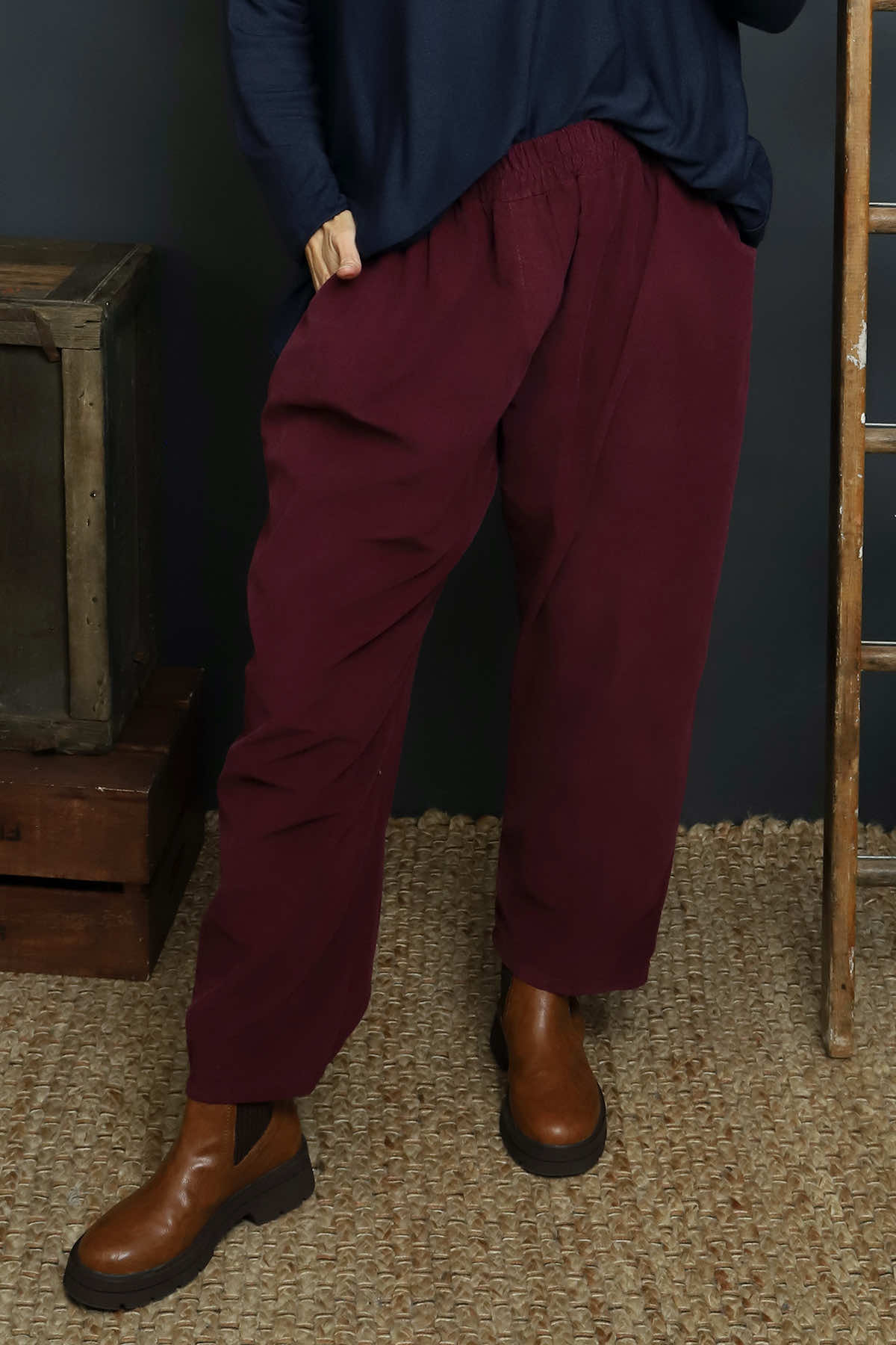 Myleene Needlecord Trousers Burgundy
