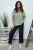 Luisa Washed V-Neck Cotton Top Khaki