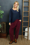 Myleene Needlecord Trousers Burgundy