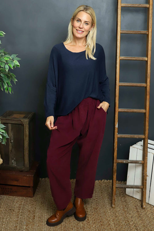 Myleene Needlecord Trousers Burgundy