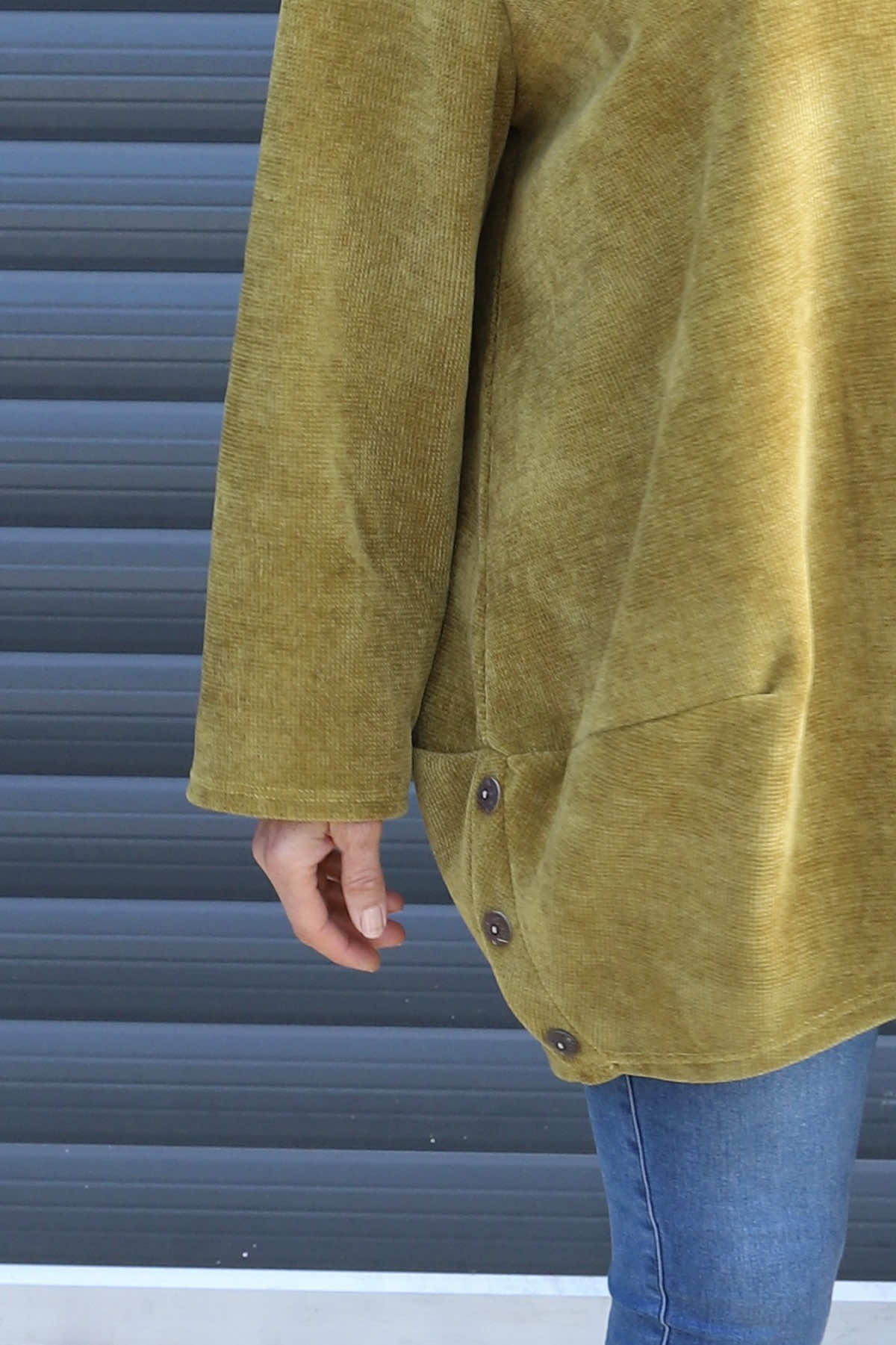 Kiera Button Detail Cord Top Moss