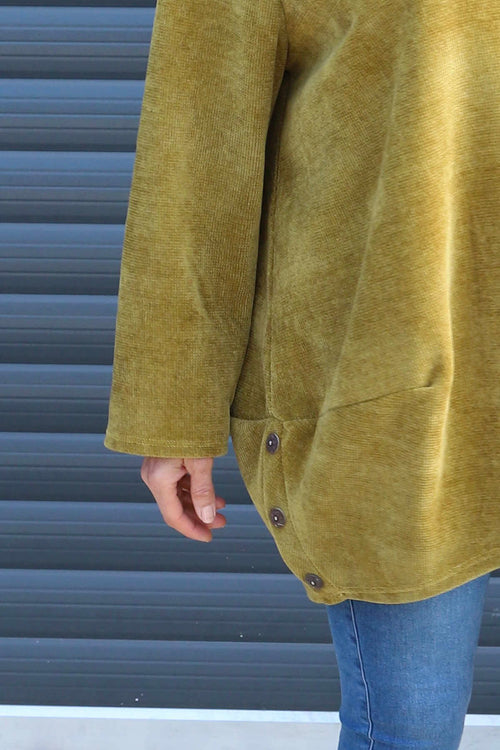 Kiera Button Detail Cord Top Moss - Image 3