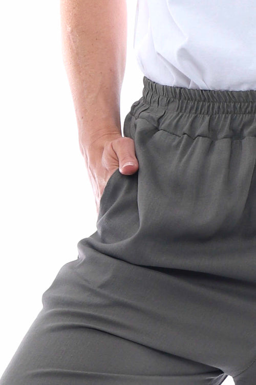 Macie Tie Leg Linen Trousers Khaki - Image 4