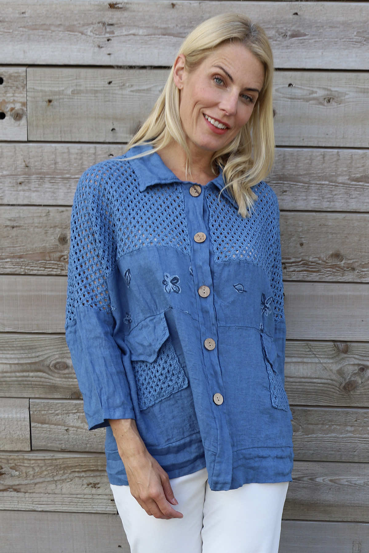 Orlanda Linen Jacket Blue