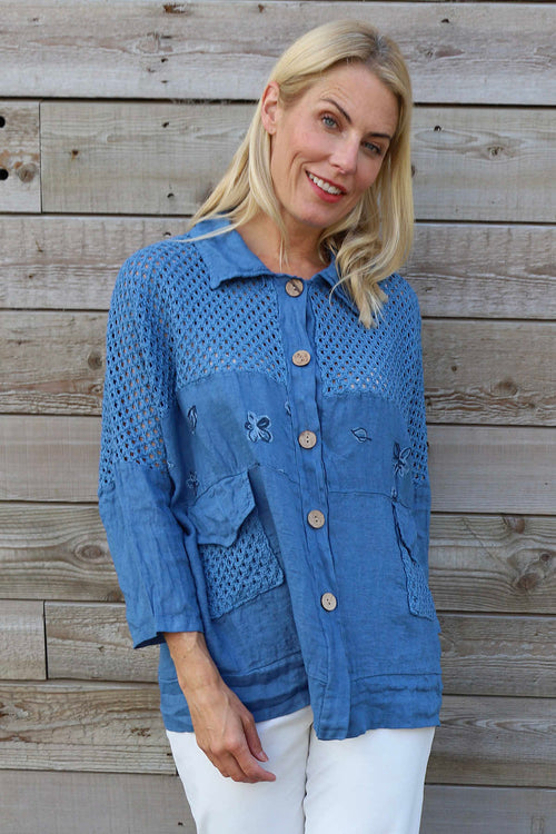 Orlanda Linen Jacket Blue - Image 5