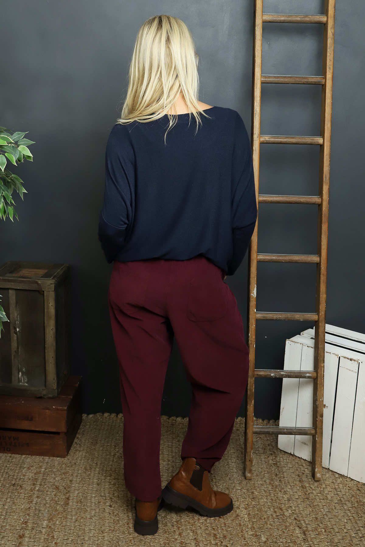 Myleene Needlecord Trousers Burgundy