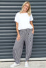 Jacinda Stripe Cotton Trousers Black