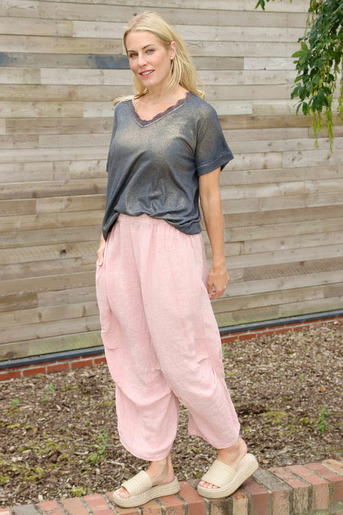 Nalini Linen Trousers Pink - Image 6