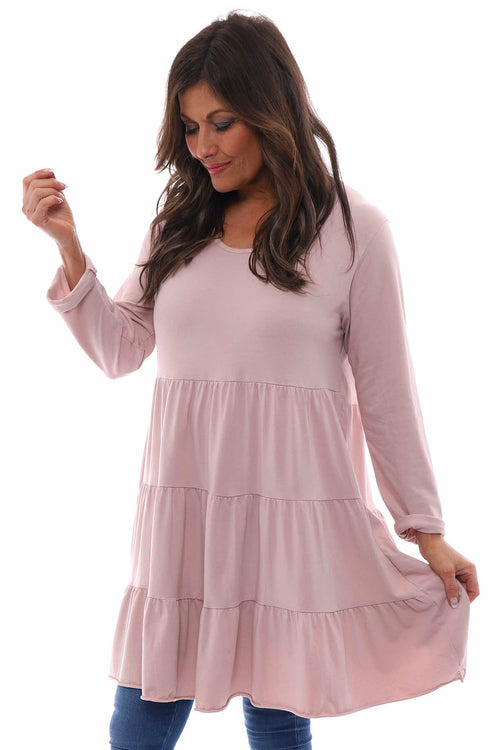 Darcey Tiered Cotton Dress Pink - Image 4