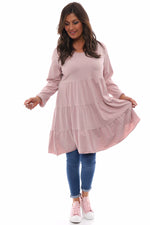 Darcey Tiered Cotton Dress Pink Pink - Darcey Tiered Cotton Dress Pink