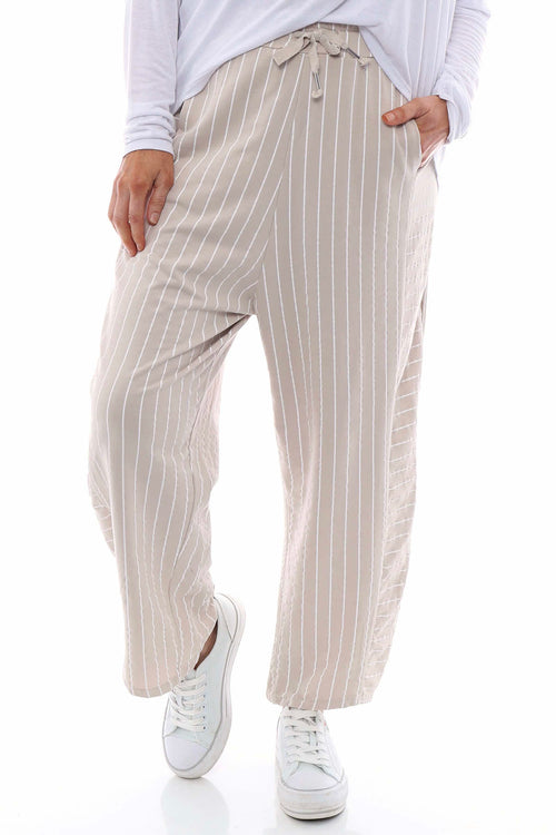 Ginny Stripe Cotton Trousers Stone - Image 3