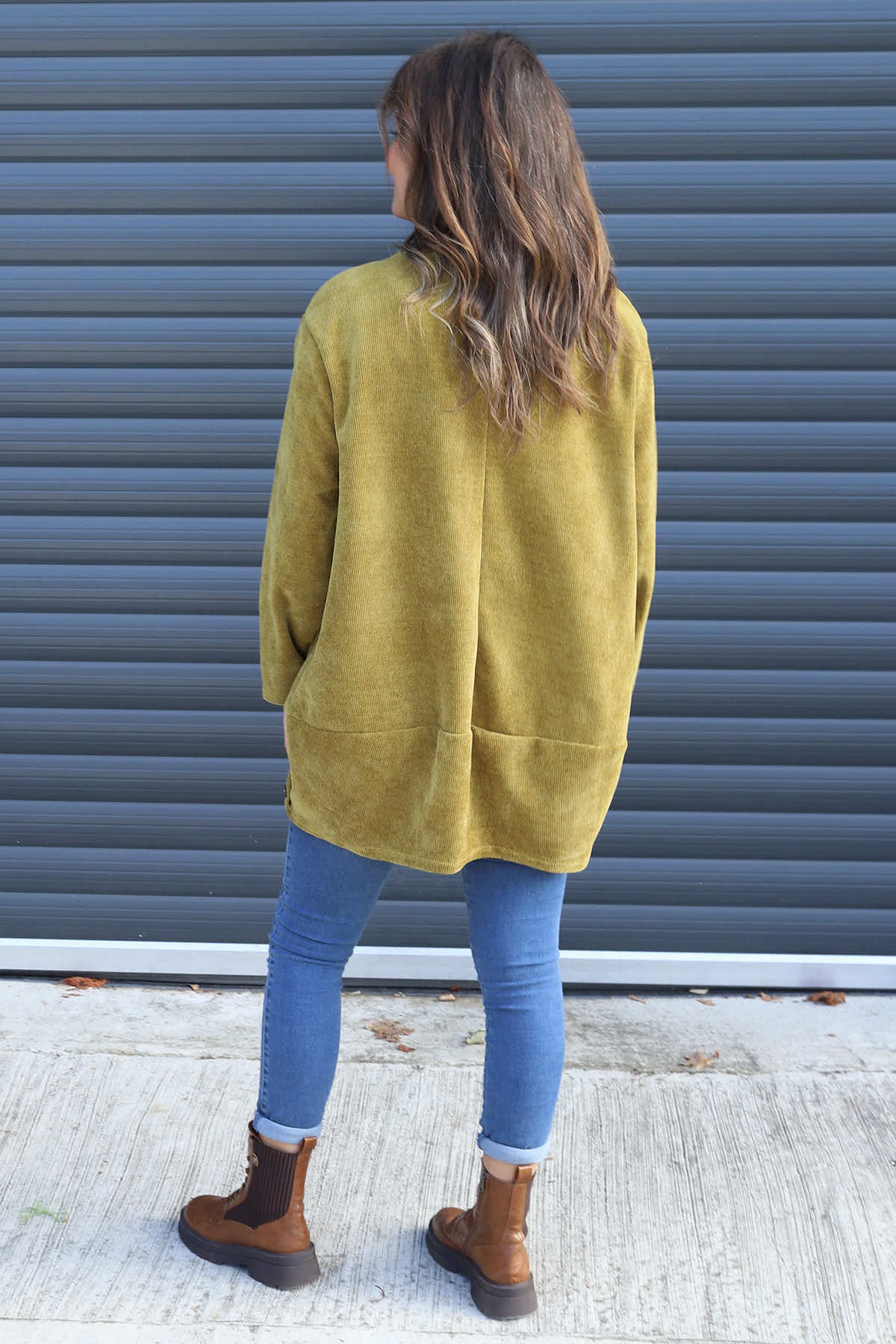 Kiera Button Detail Cord Top Moss