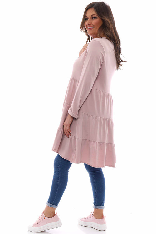 Darcey Tiered Cotton Dress Pink - Image 5