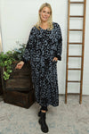 Darya Leopard Cotton Dress Black