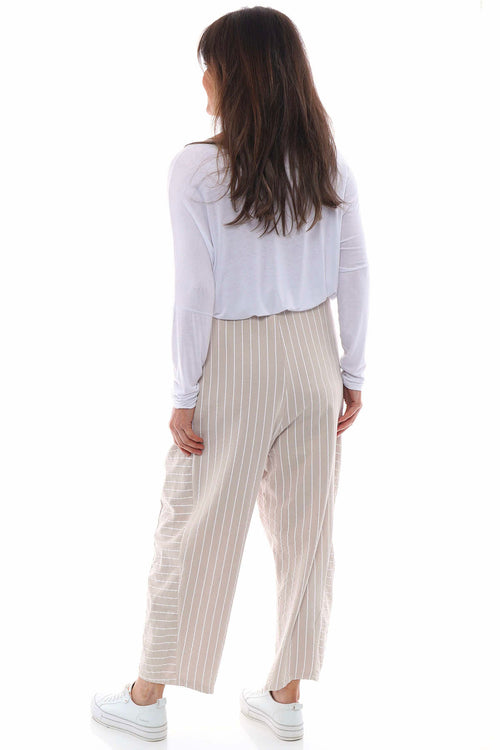 Ginny Stripe Cotton Trousers Stone - Image 5