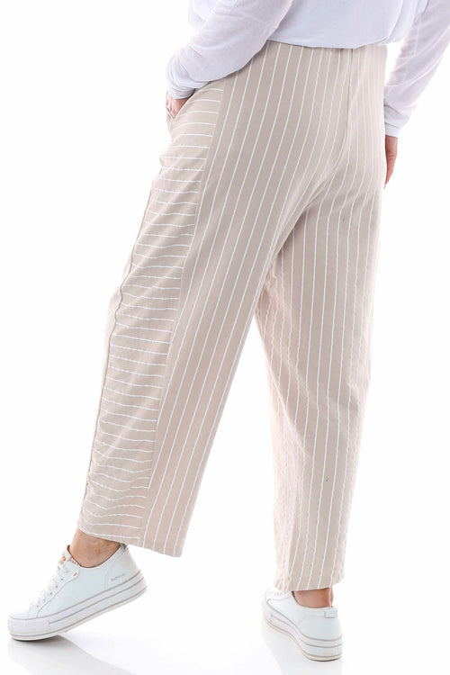 Ginny Stripe Cotton Trousers Stone - Image 6