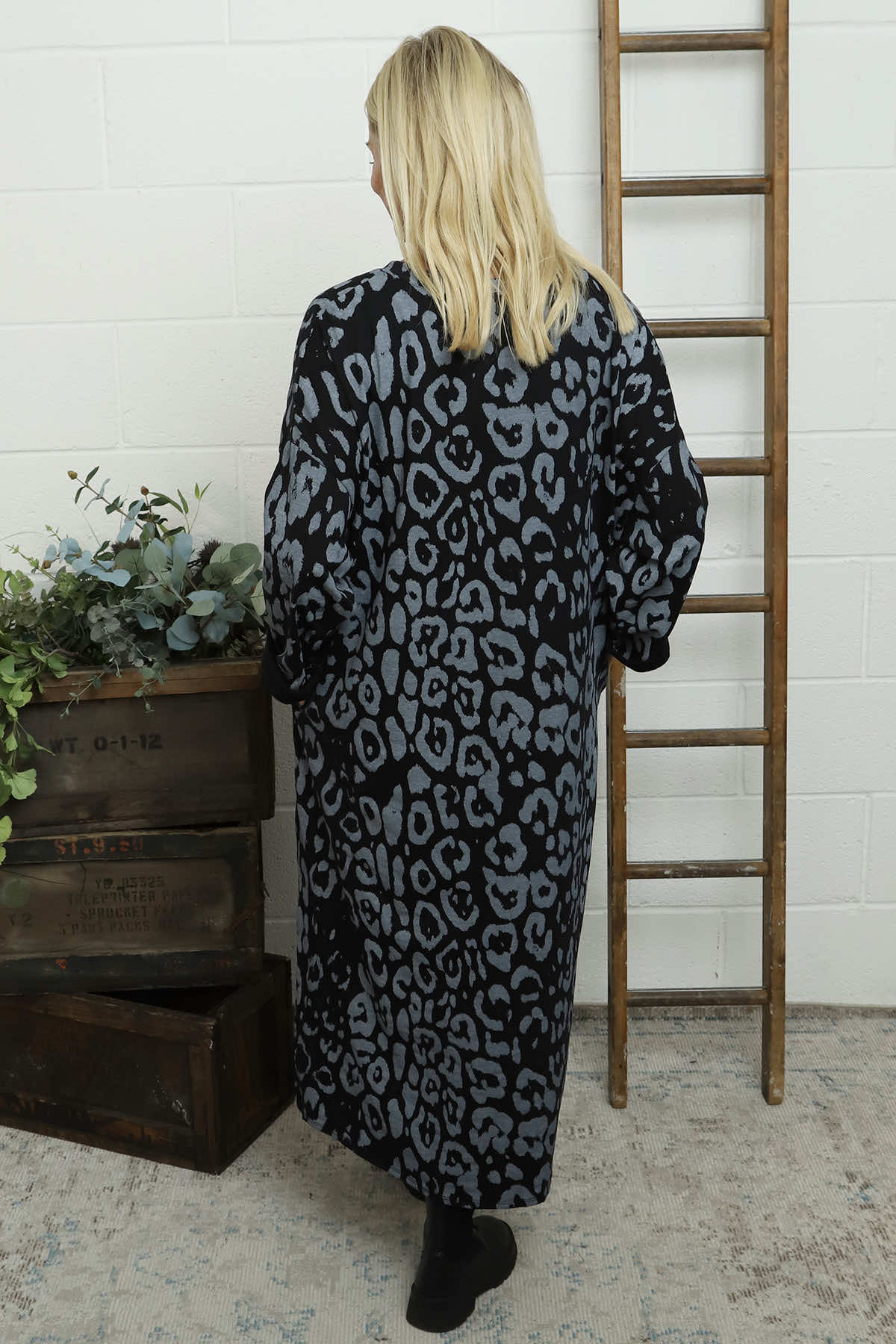 Darya Leopard Cotton Dress Black