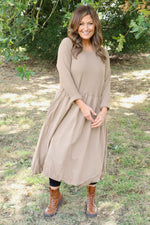Sandown Long Sleeve Puffball Cotton Dress Camel Camel - Sandown Long Sleeve Puffball Cotton Dress Camel