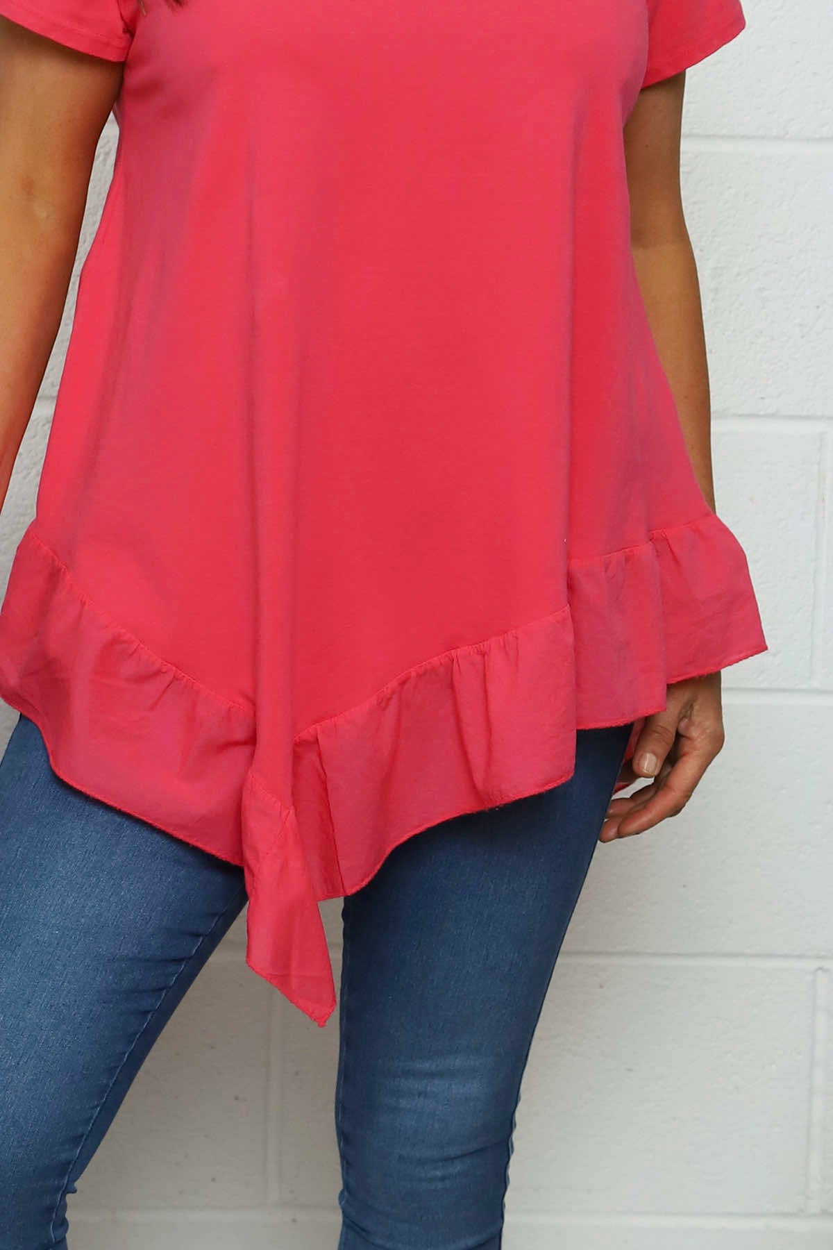 Langdon Frill Cotton Top Fuchsia