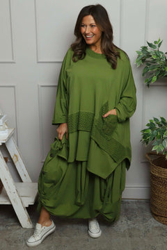 Lavone Cotton Skirt Olive