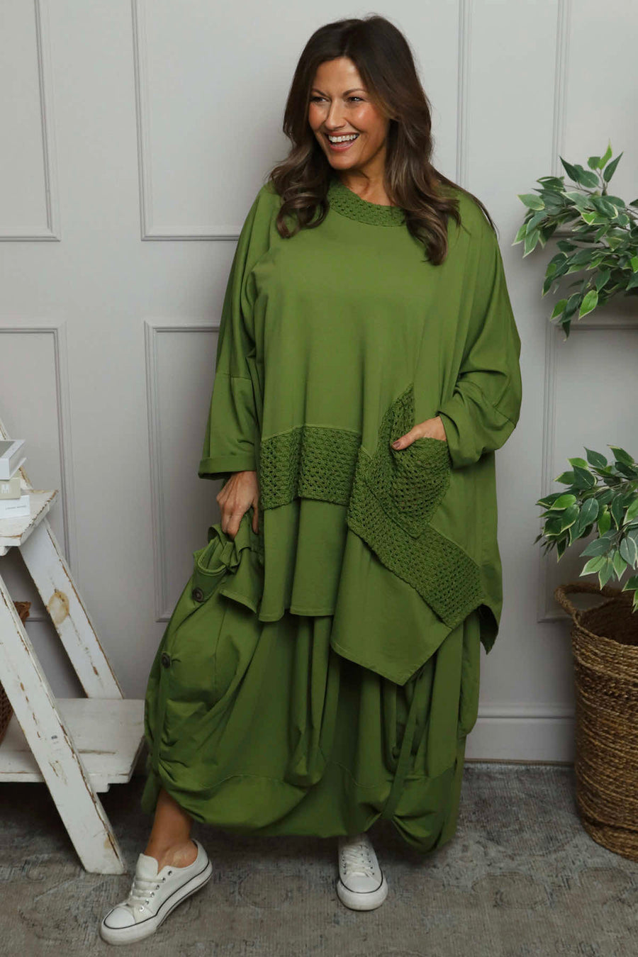 Lavone Cotton Skirt Olive