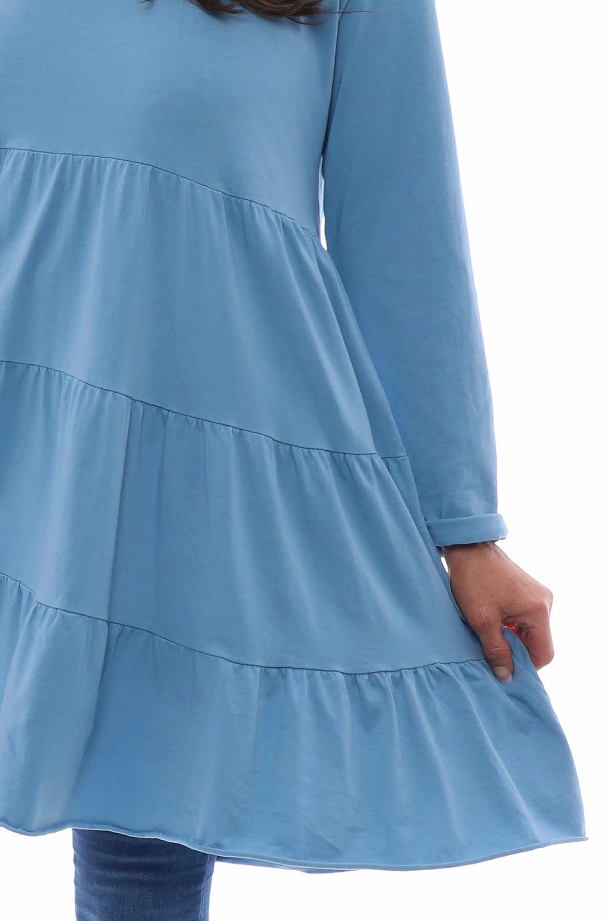 Darcey Tiered Cotton Dress Blue