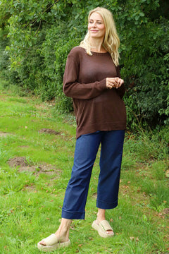 Eleanor Button Detail Knit Top Cocoa