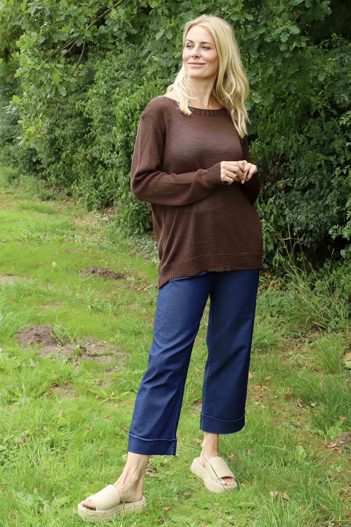 Eleanor Button Detail Knit Top Cocoa