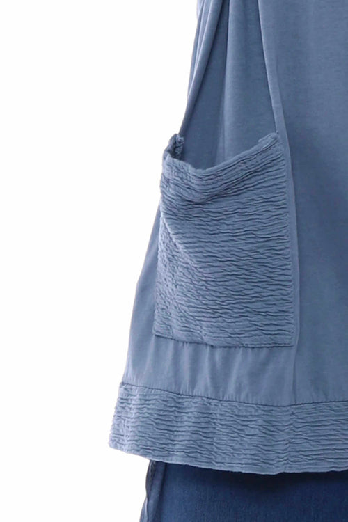 Aria Crinkle Pocket Cotton Top Blue - Image 3
