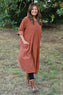 Penelope Pocket Needlecord Dress Burnt Orange