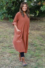 Penelope Pocket Needlecord Dress Burnt Orange Burnt Orange - Penelope Pocket Needlecord Dress Burnt Orange