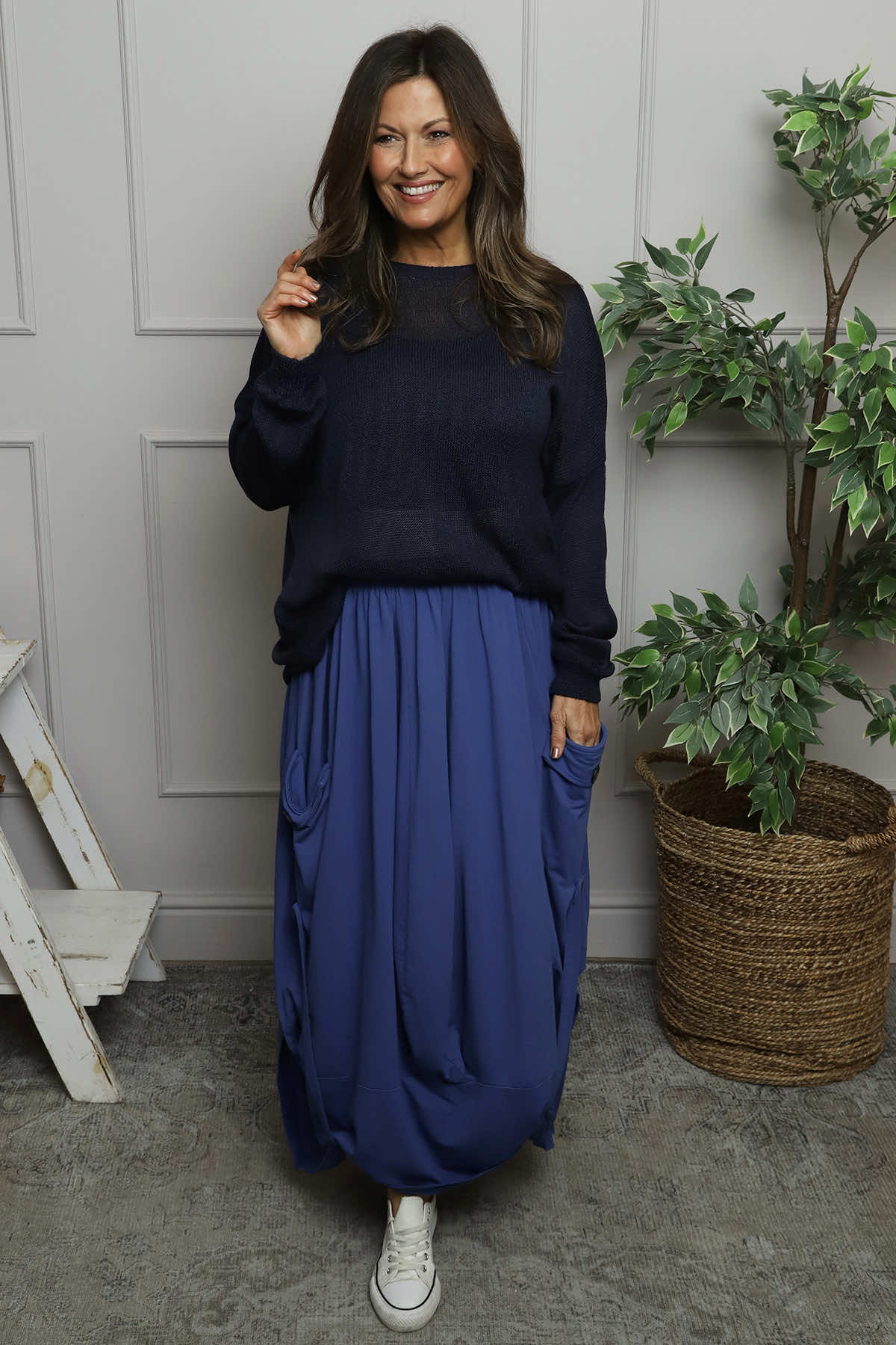 Lavone Cotton Skirt Cobalt