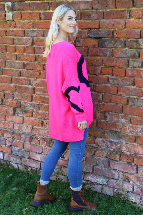 Roxanna Heart Knitted Jumper Fuchsia - Image 4