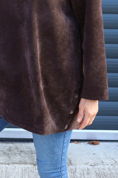 Kiera Button Detail Cord Top Cocoa - Image 3