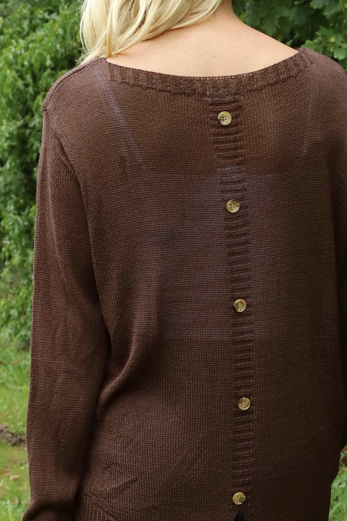 Eleanor Button Detail Knit Top Cocoa