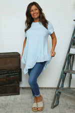 Langdon Frill Cotton Top Light Blue Light Blue - Langdon Frill Cotton Top Light Blue