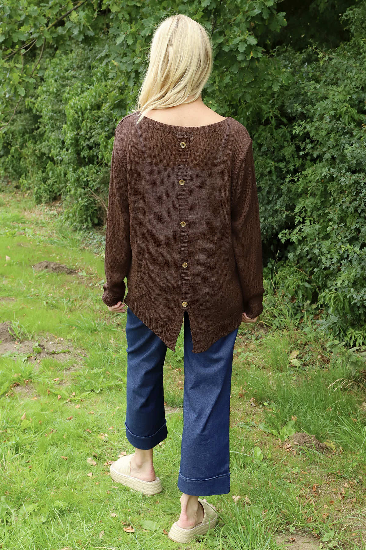 Eleanor Button Detail Knit Top Cocoa