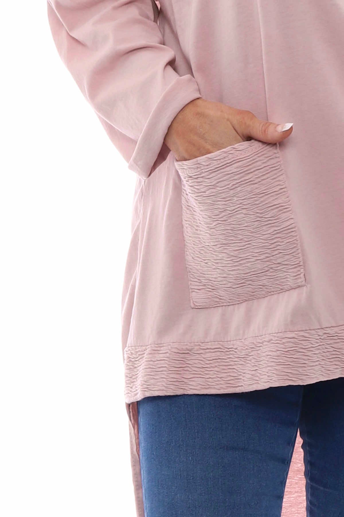 Aria Crinkle Pocket Cotton Top Pink