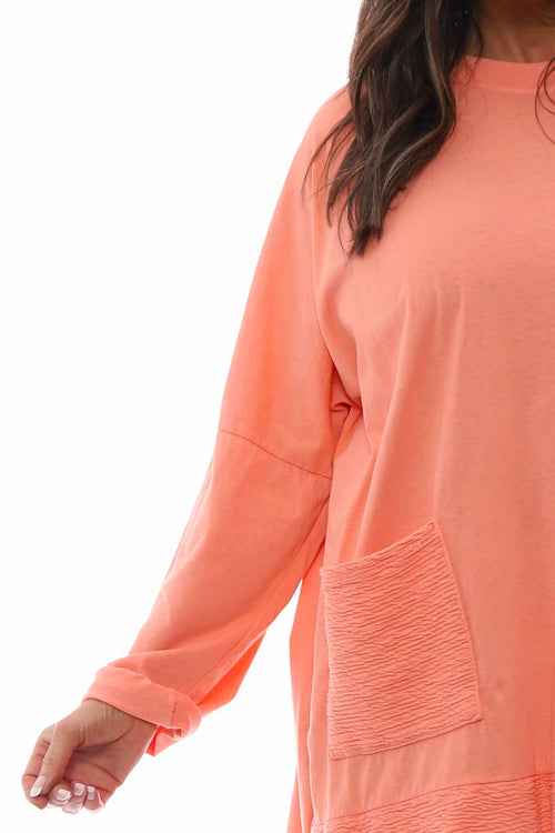 Aria Crinkle Pocket Cotton Top Coral - Image 2