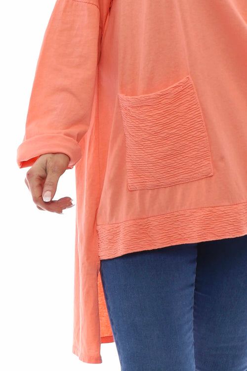 Aria Crinkle Pocket Cotton Top Coral - Image 3