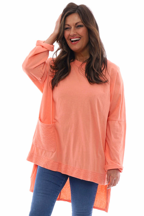 Aria Crinkle Pocket Cotton Top Coral - Image 4