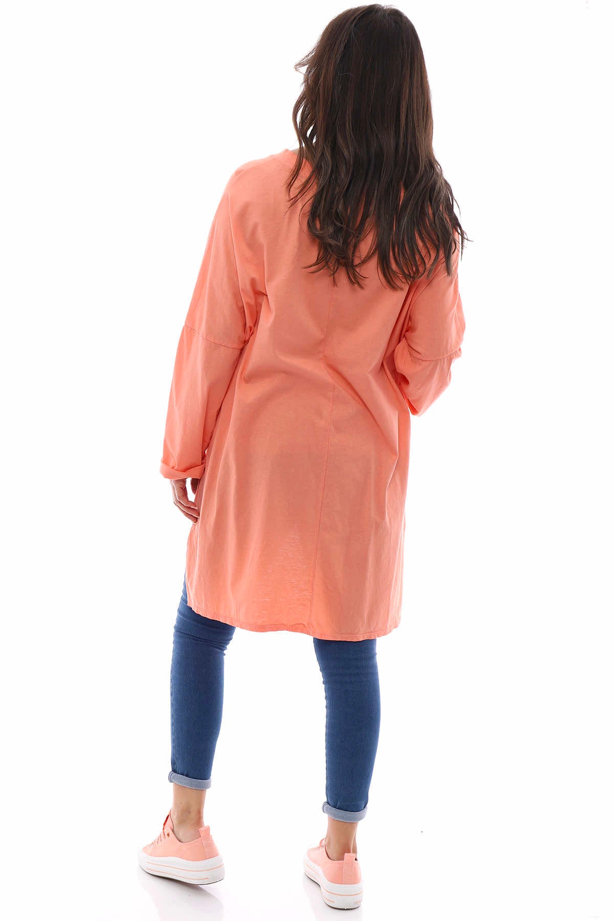 Aria Crinkle Pocket Cotton Top Coral