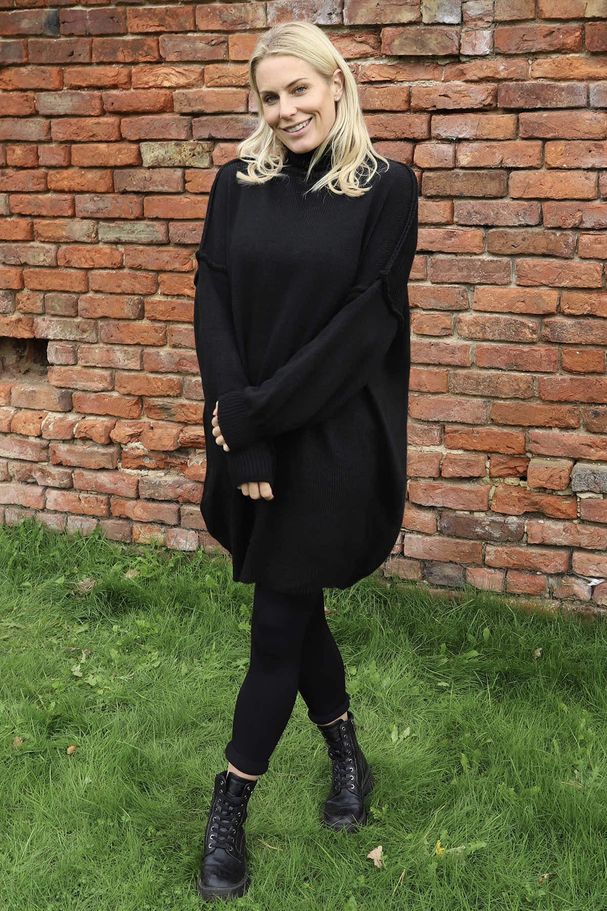 Bridie Polo Neck Knitted Tunic Black