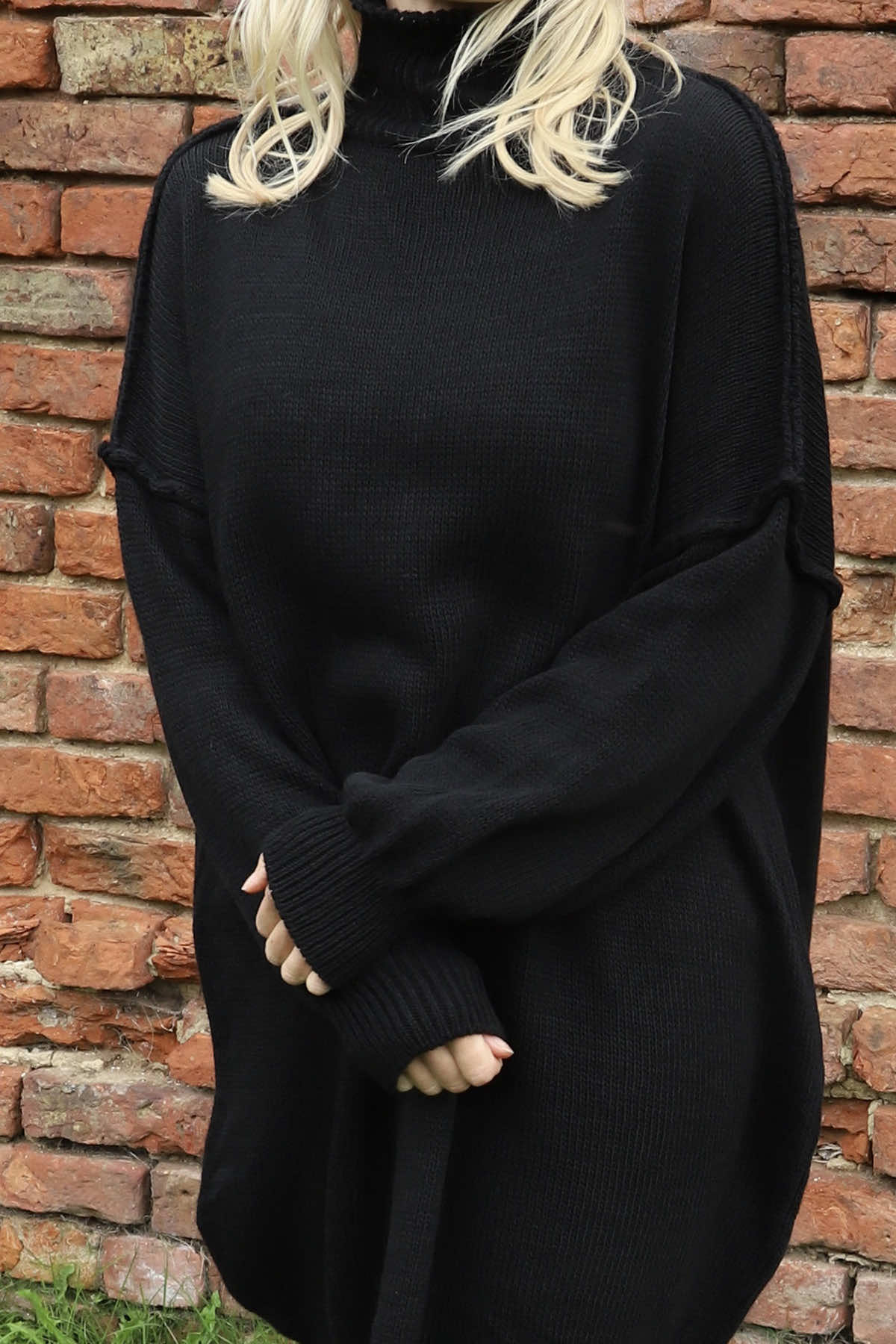 Bridie Polo Neck Knitted Tunic Black
