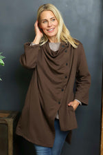 Damaris Asymmetric Button Cotton Top Cocoa Cocoa - Damaris Asymmetric Button Cotton Top Cocoa